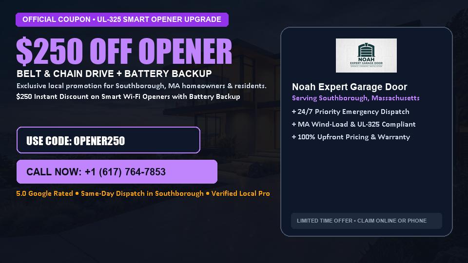 $250 OFF Smart Wi-Fi Garage Door Opener Installation in Southborough, MA - Noah Expert Garage Door